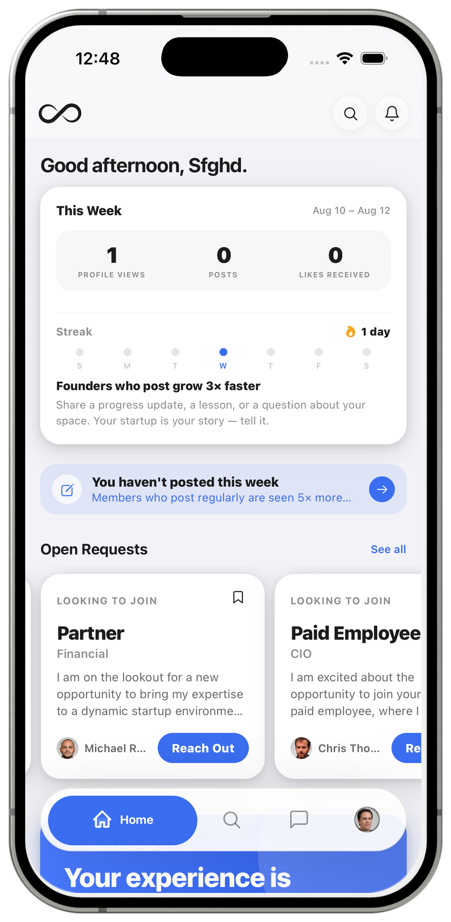 Home feed in the Solution app