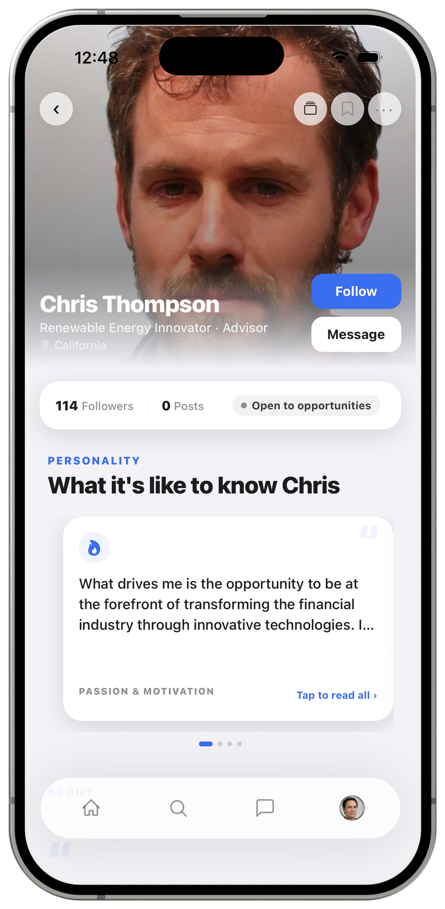 Member profile in the Solution app